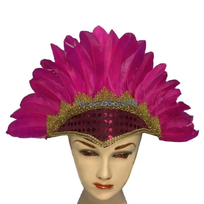 

98km Ethnic Headband for MardiGras Costume Indian Hairband LasVegas Celebration Stage Performances Headwear