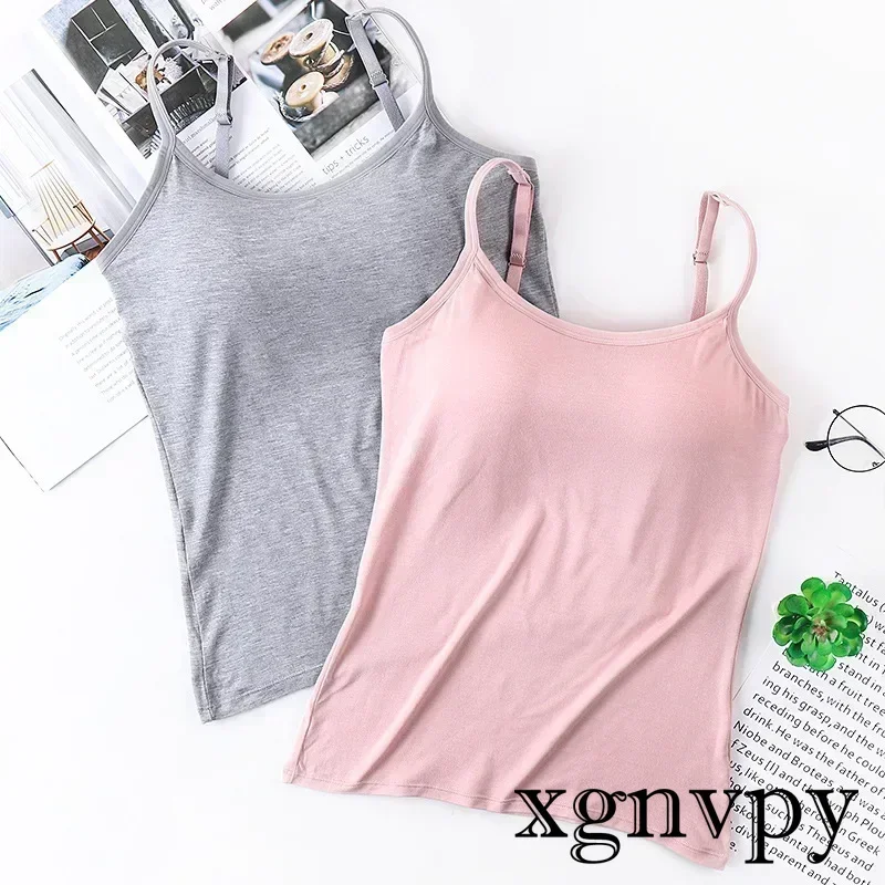 Xgnvpy-Camisoles d'été en fibre de coton pour femme, haut féminin, sous-vêtements assortis, t-shirt à bretelles sexy, vêtements pour filles