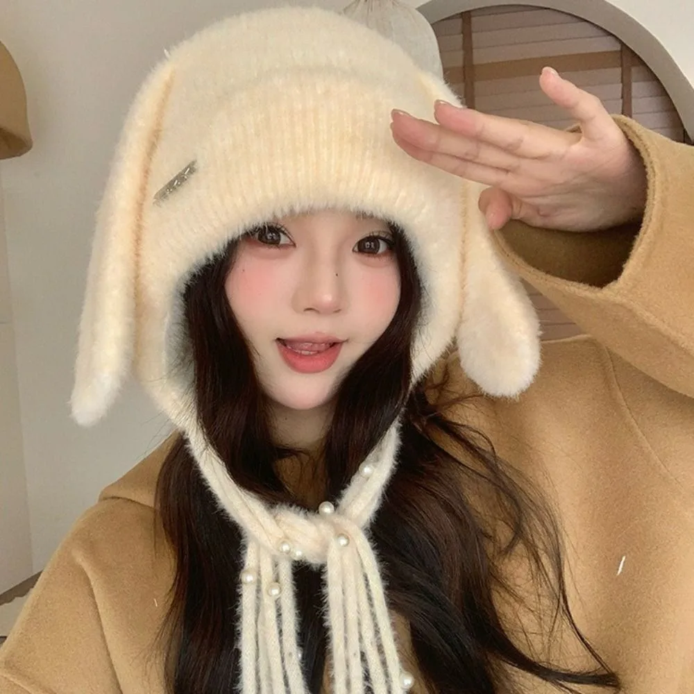 موضة شتاء دافئ واقي أذن قبعة لينة الباردة واقية أرنب الأذن البلوز قبعة رقيق آذان كبيرة يندبروف محبوك قبعة النساء #1