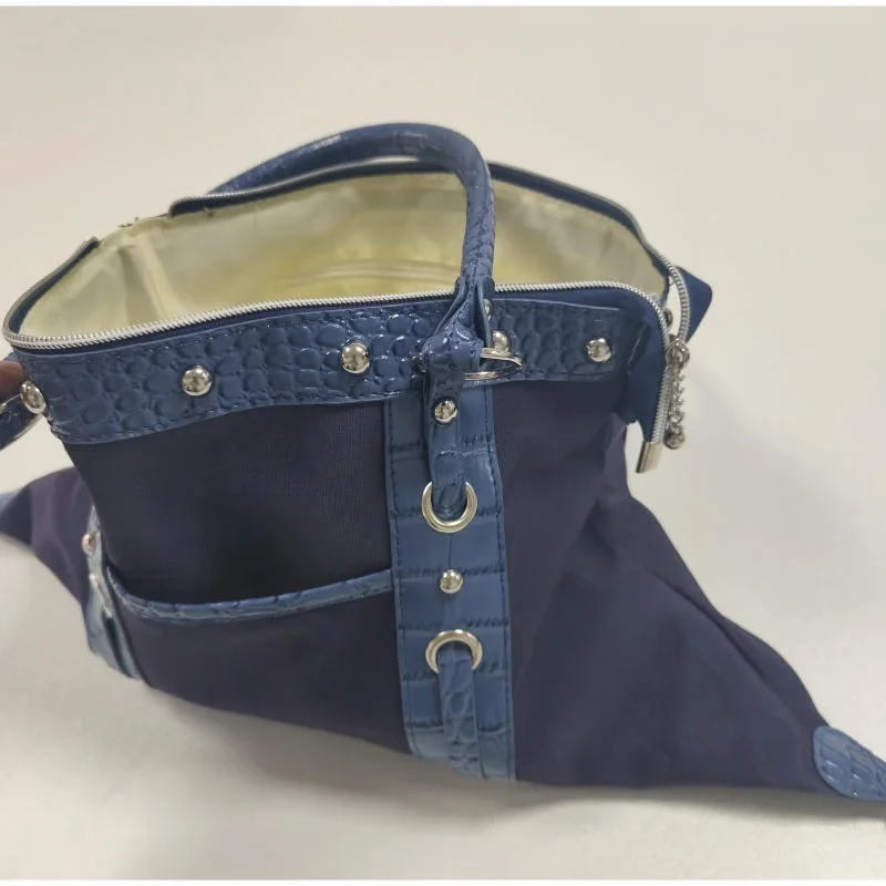 Marken-Retro-Y2K-Schultertasche Hochwertige Nischen-Motorradtasche mit Nieten Krokodilmuster Große Kapazität Denim-Canvas-Pendler-Tragetasche – Detail 1