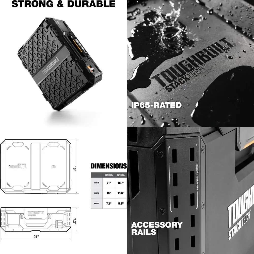 

Надежный пластиковый ящик для инструментов с замком, прочный органайзер для хранения, черный