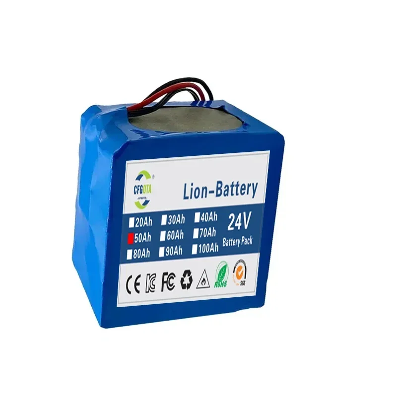 24V 50Ah 18650 Large-Capacity Battery Pack 6S6P 25.2V E-Bike Scooter Wheelchair Four-Wheeler Lithium Battery Pack BMS+ Charger