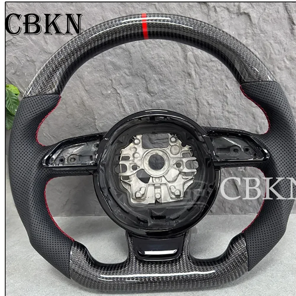 Custom Carbon Fiber Steering Wheel For Audi A6 C7  A7 A8 S5 S6 S7 S8 Perforated Steering Wheel Flat Bottom Steering Wheel