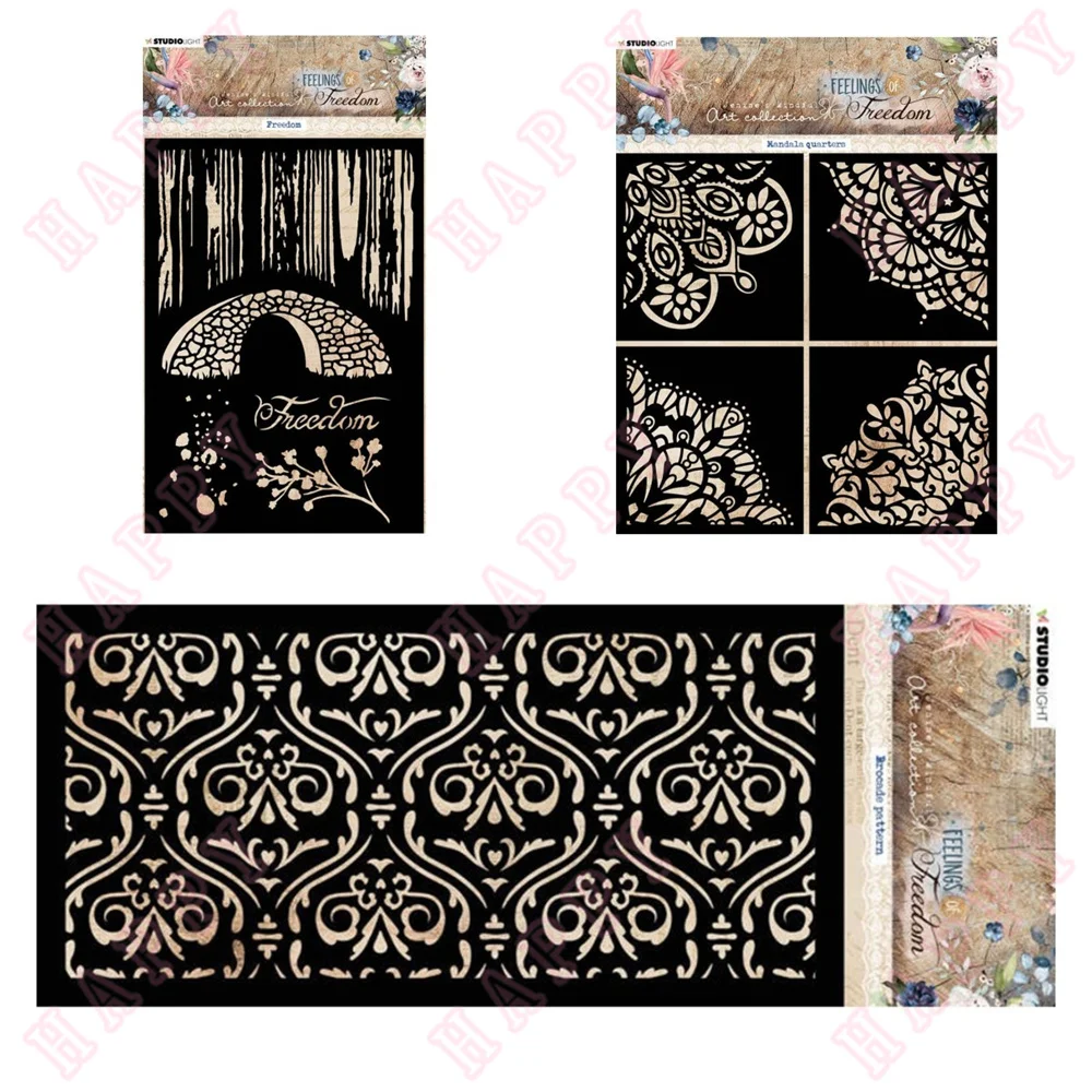 Plastic Stencils Freedom Brocade Pattern Mandala Quarters Diary Scrapbook Paper Card Photo Album Decoration Craft Engraving Make