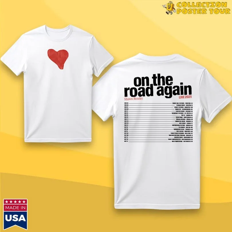 شون مينديز على الطريق مرة أخرى جولة ميرش تي شيرت للجنسين S-5XL