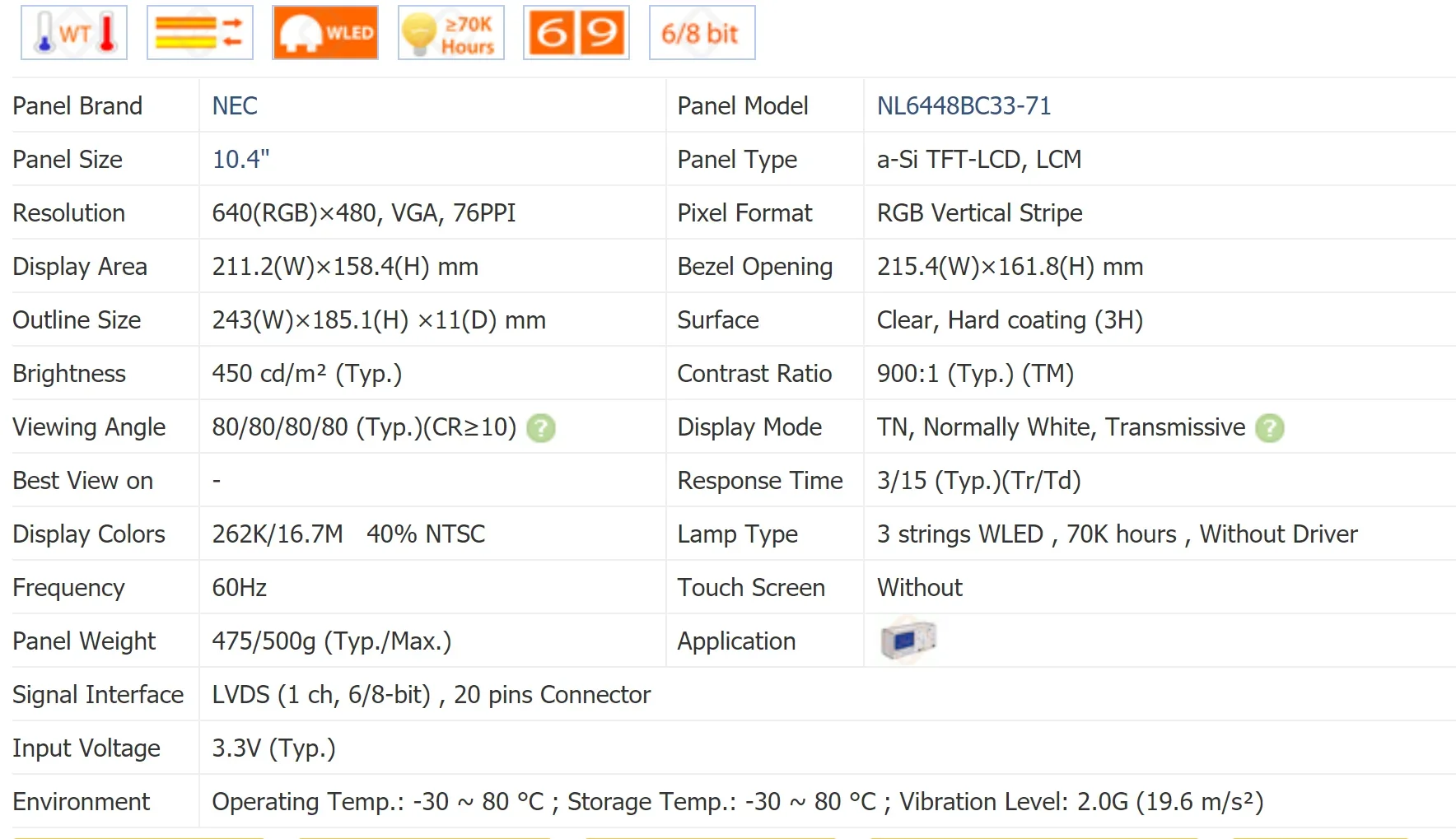 10.4 นิ้วจอ LCD, NL6448BC33-71 NL6448BC33-71D 640*480, ต้นฉบับและเกรด A + ในสต็อก