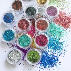 PrettyG 12 Colors Set 1MM Ultra-thin Star Holographic Shape Colorful Glitter Gel Nail Art Decoration Handwork DIY Accessories