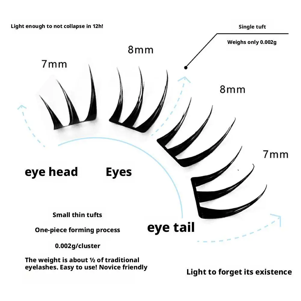 Glue-Free False Eyelashes Natural Curly Enlarging Your Eyes Ultra Thin Wispy Clusters Anime Style Eyelash Makeup Tools