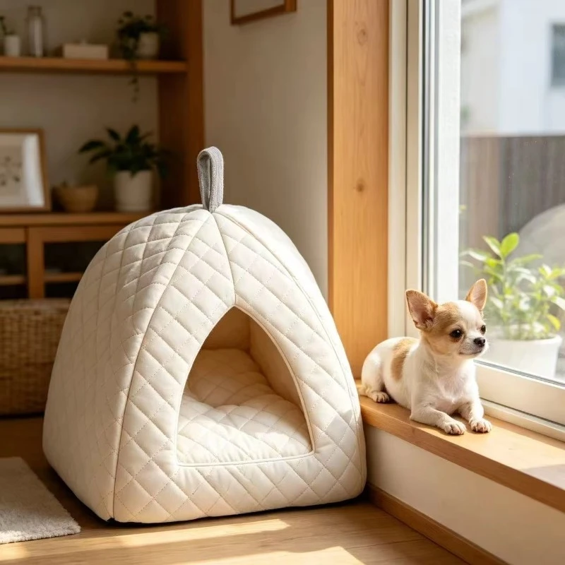 White Triangle Cooling Fabric Wholesale Calming Orthop-edic Foam Dog Bed
