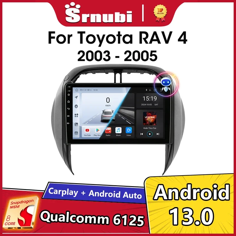 Srnubi 2 Din Android Auto Carplay Car Radio For Toyota RAV4 2003 2004 2005 Multimedia Video Player GPS Stereo DVD 4G Head Unit
