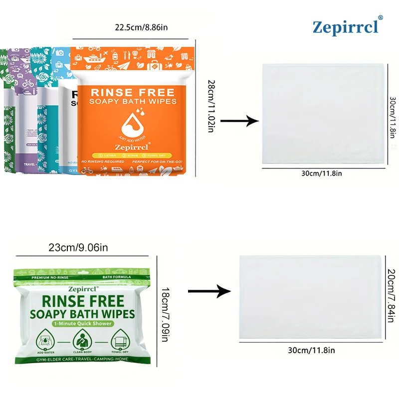 50 Sheets of Disposable Foam Cleaning Towels, Portable Soap Towels, All-In-One Cleaning Towels with Built-In Soap, Can Be Wetted with Water and Rubbed to Produce Foam for Cleaning the Body, No Need to Rinse, Quick Bath