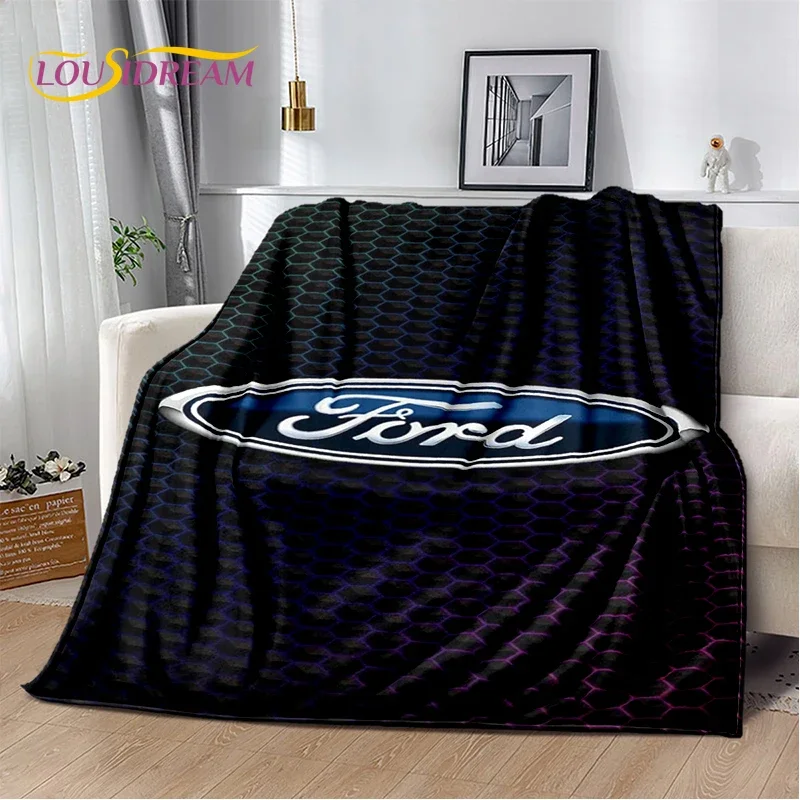 3D F-Ford Mustang Racing Car Cartoon Blanket,Soft Throw Blanket for Home Bedroom Bed Sofa Picnic Travel Office Cover Child Gift