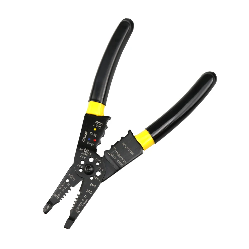 

Multitool Peeling Shear Wire Strippers Hand Tool Mini Pliers Cable Cutters 10-22AWG Crimping Plier Stripping Function Cut