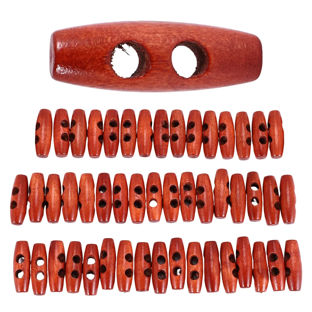 

50 Pieces Olive Shape Wooden Toggles Buttons 2 Holes Sewing Buttons for Clothes Decor