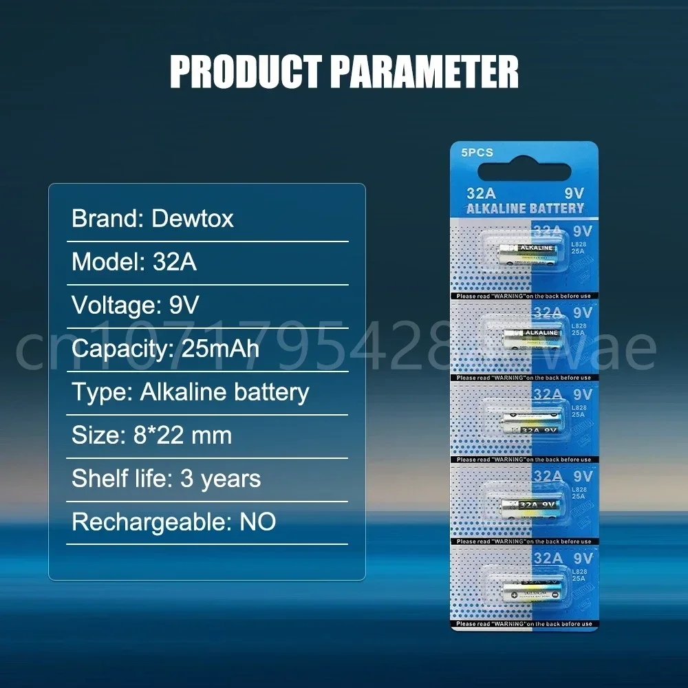 Batterie pour clé de moto, télécommande, alarme de sécurité, stylo laser, torche jouet, 32A, LR32, 29A, L822, 9V, 100 pièces