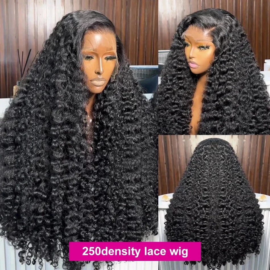 HD solta as perucas do cabelo humano da onda profunda para mulheres, 360 encaracolados parte dianteira do laço, 250 densidades, 13x4, 13x6, 30 ", 40"