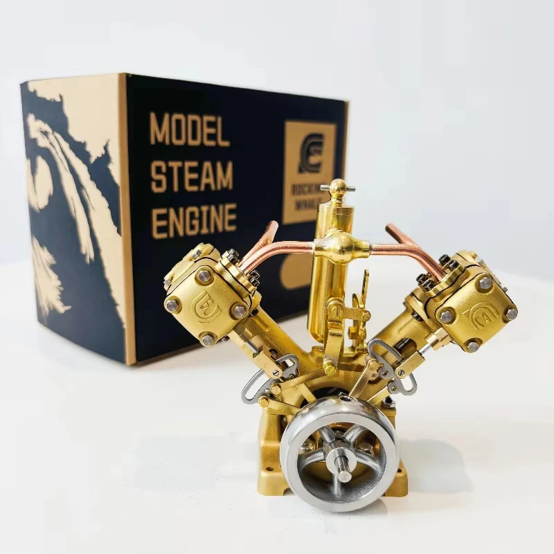 

RW-V2 Mini Steam Engine Model Metal Twin Cylinder Engine Steamship Air Pump Small Toy