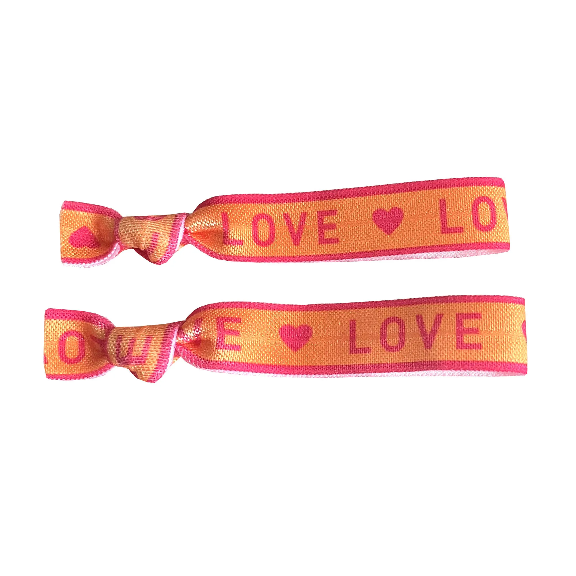 100 Stück Happiness AMOUR LABELLE geknotetes Haargummi-Armband Good Vibes Carpe Diem Love Print Pferdeschwanzhalter Gummiband-Armband – Detail 8
