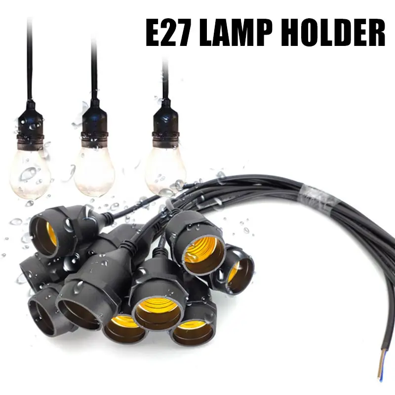 IP67 E27 Lamp Base Holders with Line Light Interface Outdoor Conector LED Spiral Copper PVC Flame Retardant For Wedding Picnic