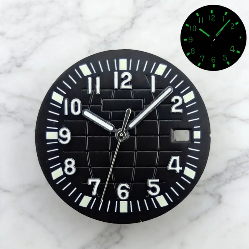Customizable logo 32mm watch dial and hands C3 luminescence suitable for NH35 and NH36 automatic mechanical movements Aquanaut