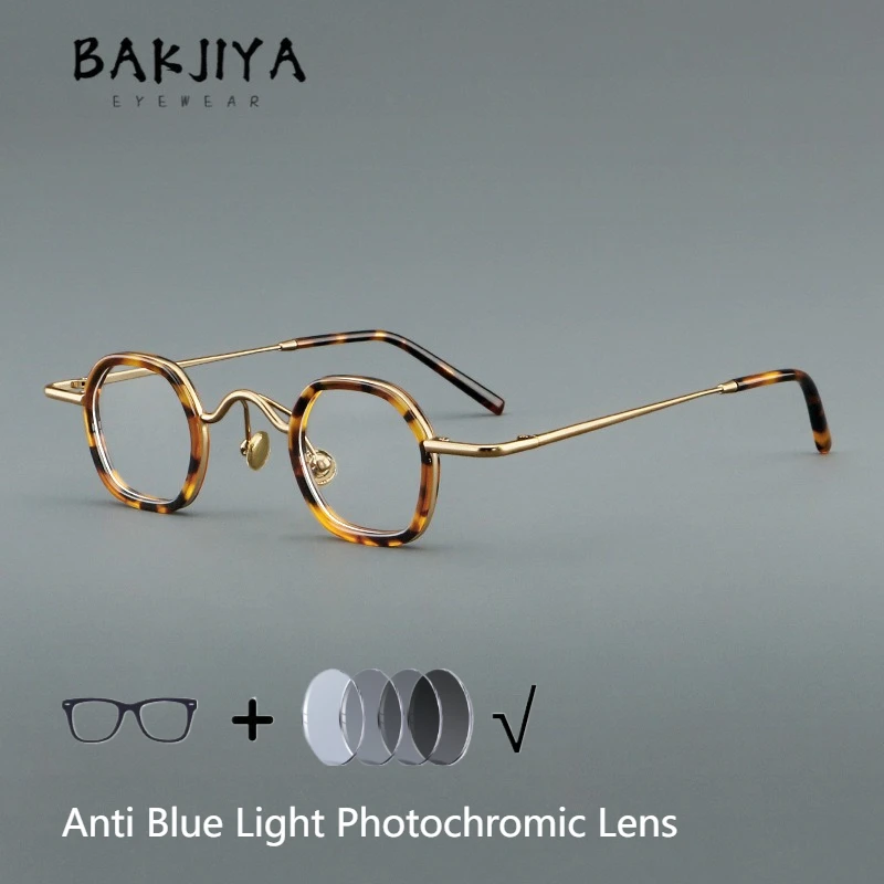 

2025 New Acetate Alloy Myopia Photochromic Glasses Men Blue Light Blocking Glasses Women Vintage Square Korean Designer Eyewear