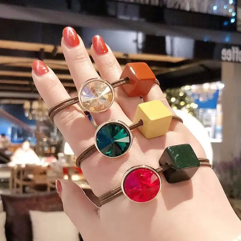 

5PCS Internet Celebrity Diamond-encrusted Colored Square Headband Female Hair Band Hair Jewelry Bracelet Dual-purpose