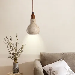 Vintage Natural Stone Art Pendant Lamp LED Hanging Chandelier Bedroom Bedside Decoration Home Lighting Fixtures