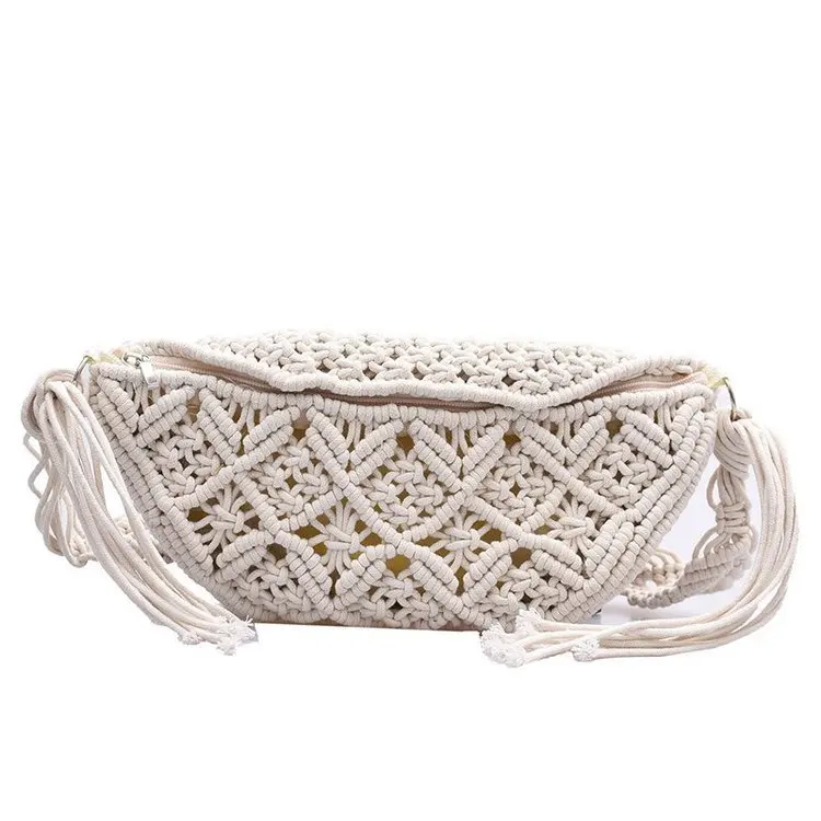 Female Summer Beach Macrame Braid Bohemian Fanny Pack Fashion Beach Crochet Gypsy Aztec Ibiza Ethnic Waist Pack Bum Belt Bags