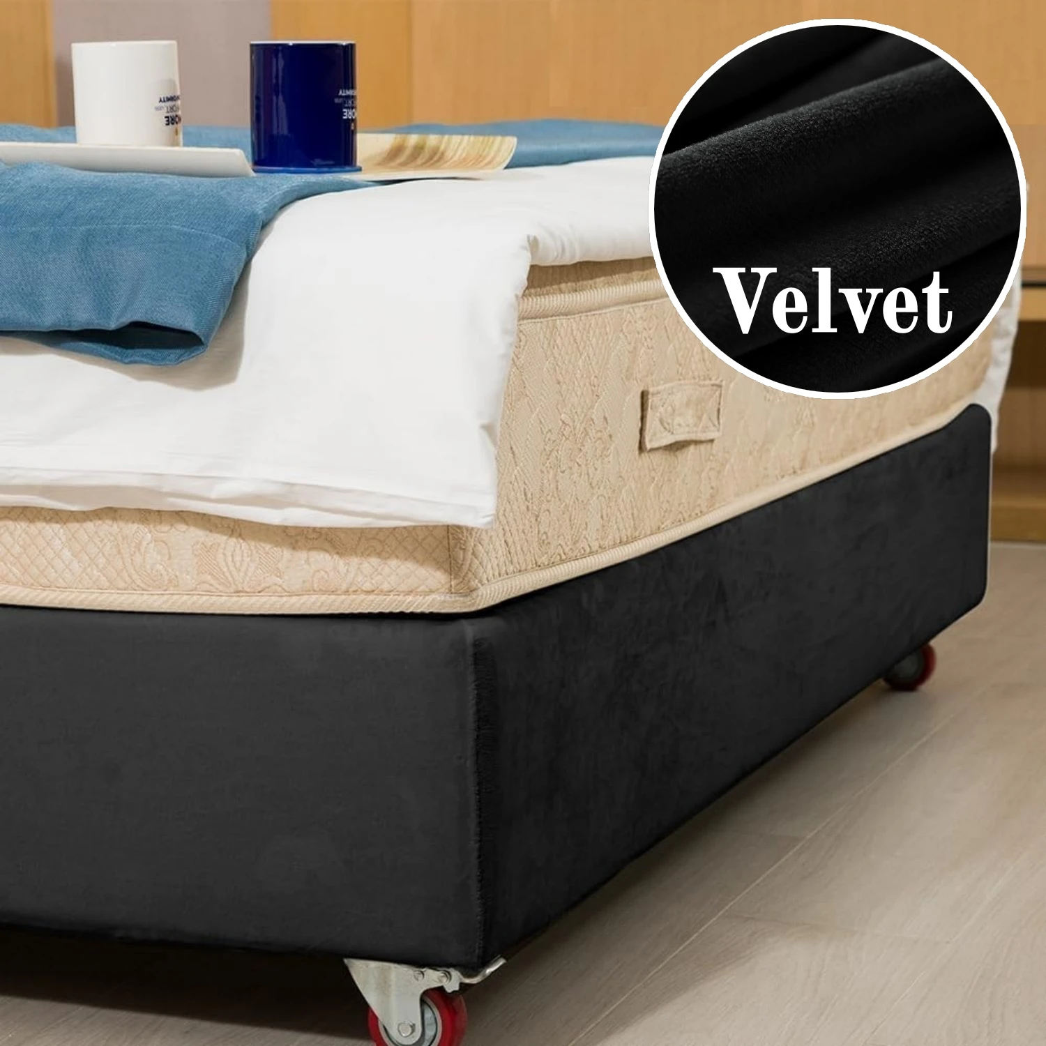 Bed Base Wrap Cover, Plush Velvet Bed Frame Cover, Elastic Around The Base Of Your Bed, Easy to Install, Washable