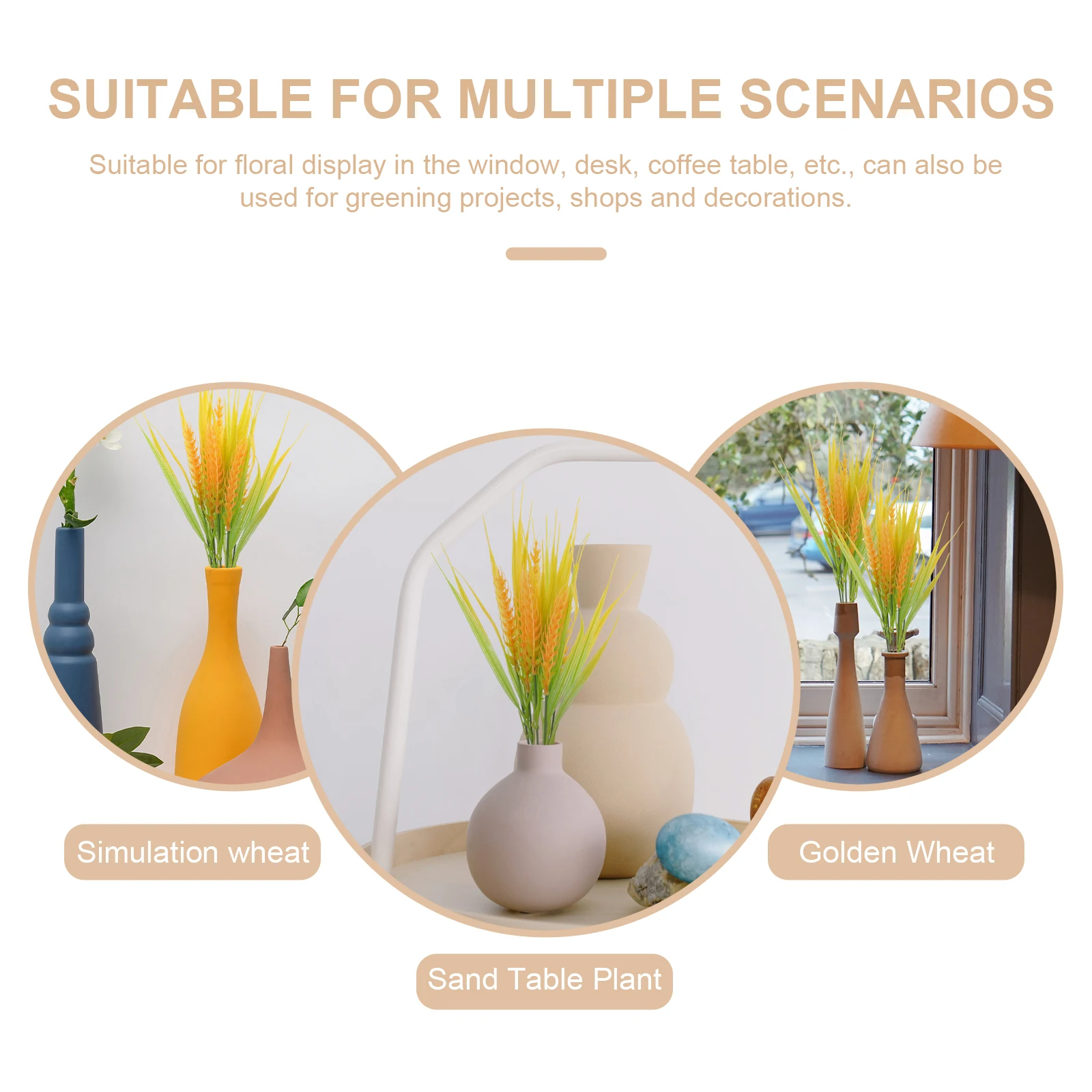 

50 Pcs Wheat Ear Model Artificial Stems Decoration Crafts Bouquet Stalks Plastic Decorative Grass Flowers