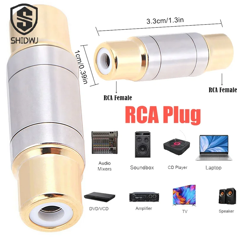 2/1Pcs Dual R/C/A Connectors Audio Female To Female Converter Microphone AV Adapter For Home Amplifier Speaker Cable Extender