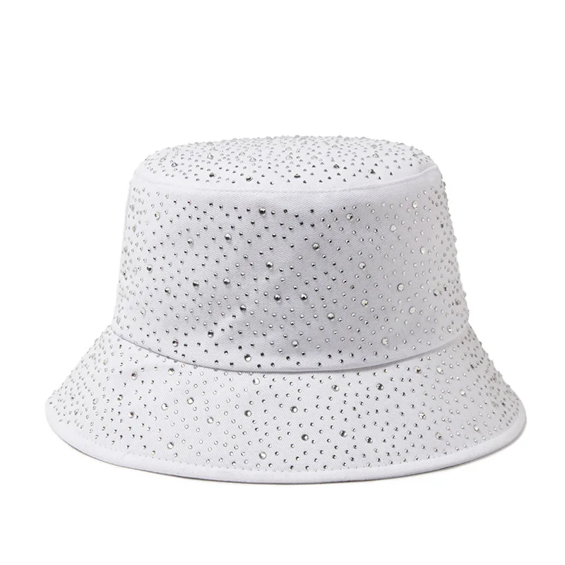 Casual Rhinestone Fisherman Hat Fashion Sunscreen Sunshade Basin Hat Panama Full Star Bucket Hat Men and Women Outdoor Sun Caps