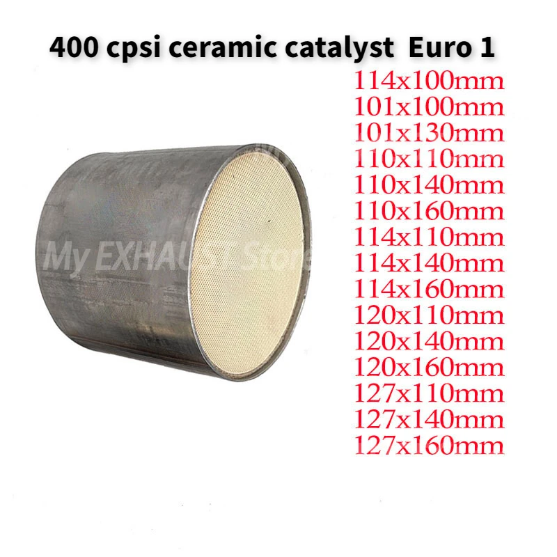 Euro 1 400 Cpsi High Flow 101/114/120/127*100 Mm Three Way Round Universal Catalytic Converter with Ceramic Substrate