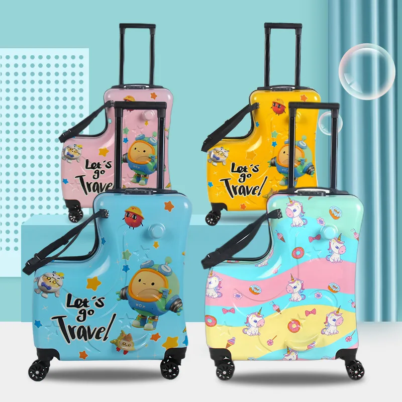 Wholesale 10-Pieces Child Suitcases Travel Can Sit and Ride on Trolley Luggage Kids Cartoon Cute 20\