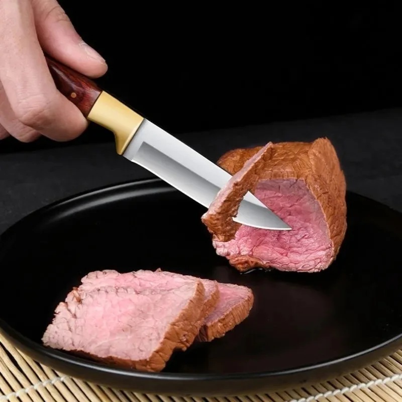 Boning Knife Meat Cleaver Stainless Steel Kitchen Mongolian Hand Meat Knife Roasted Whole Lamb Steak Knife with Cover