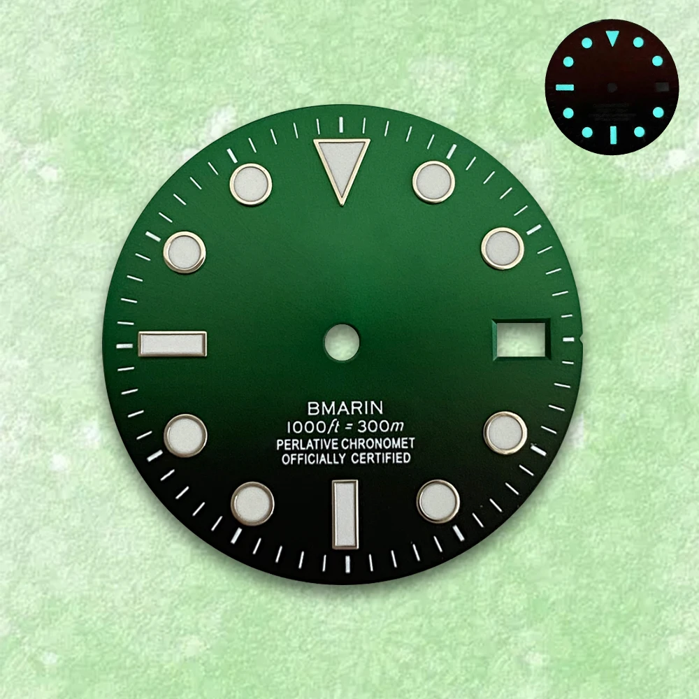 28.5mm Dial S Logo Suitable For NH35/NH36 Japanese Automatic Movement Blue Luminous Watch Modification Accessories