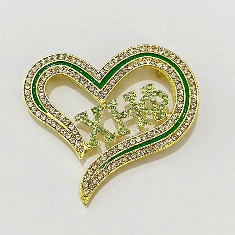 Chi Eta Phi heart-shaped Greek letter women's brooch