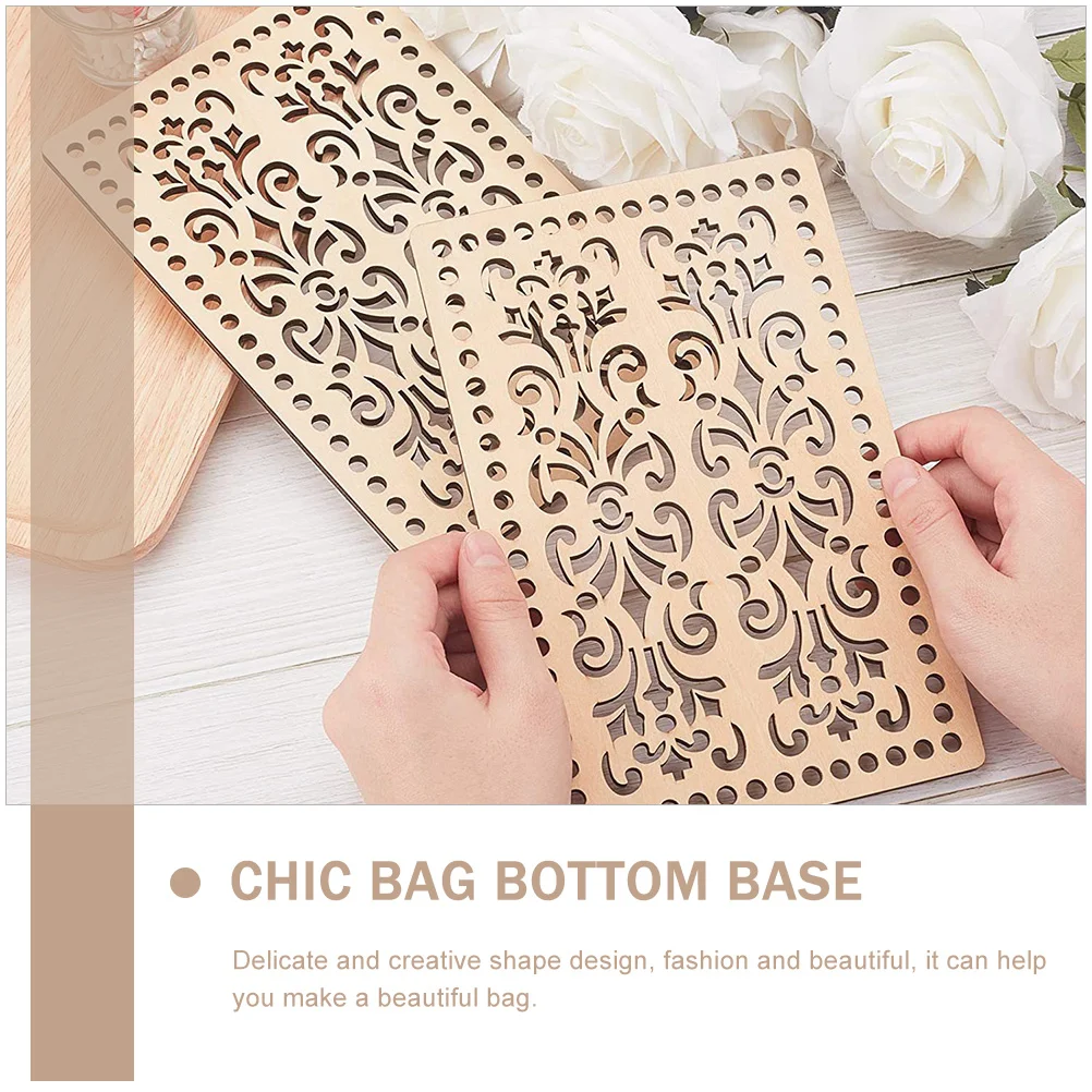 2pcs Wooden DIY Hollow-out Design Bag Bottom Crochet Knitting DIY Bag Base