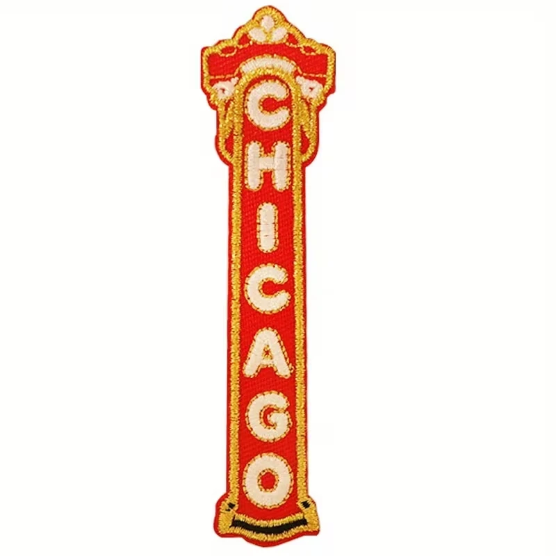 1PC Chicago Embroidered Patch Iron On Crown Of Power Statement Badge DIY Gift For Clothes Cap Bag Jacket Trucker Hat