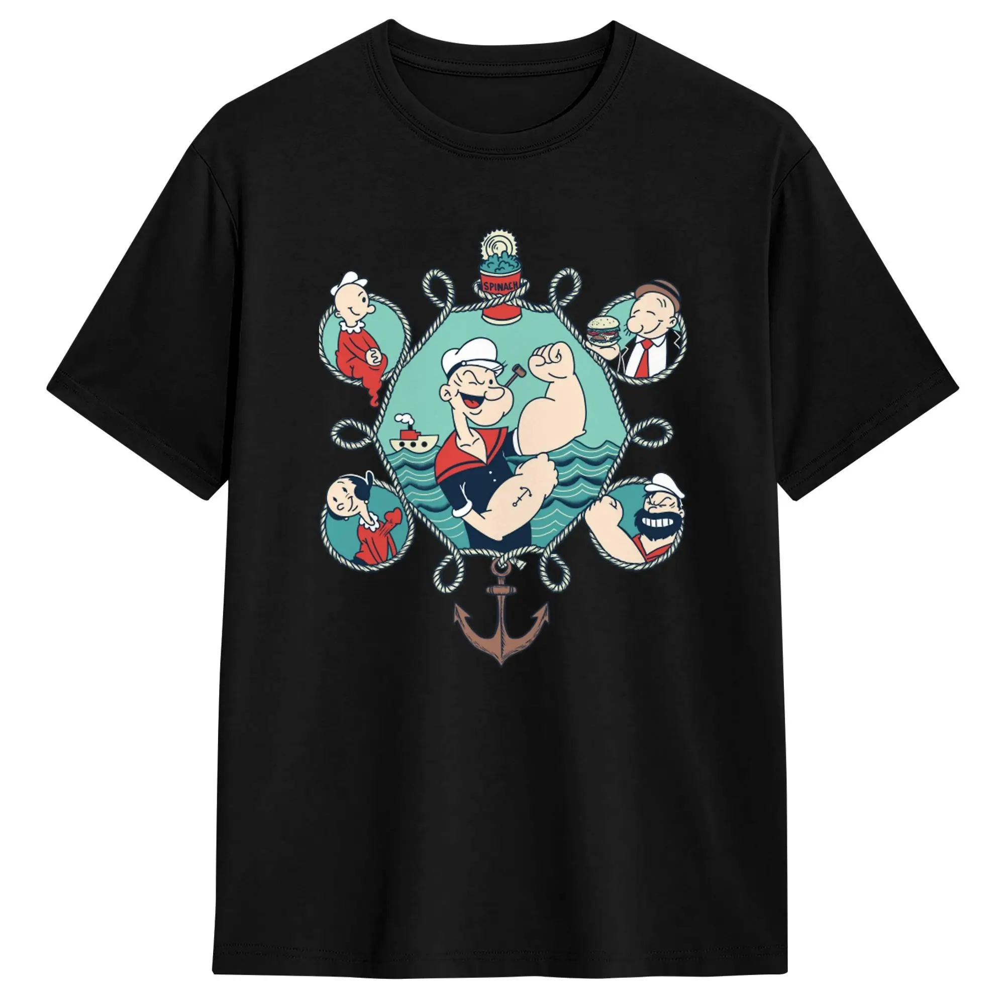 Popeye the Sailor T Shirt Summer  Popular T-Shirts 100% Cotton Round Neck Plus Size 5XL Tees Short Sleeve Y2K Retro Tops