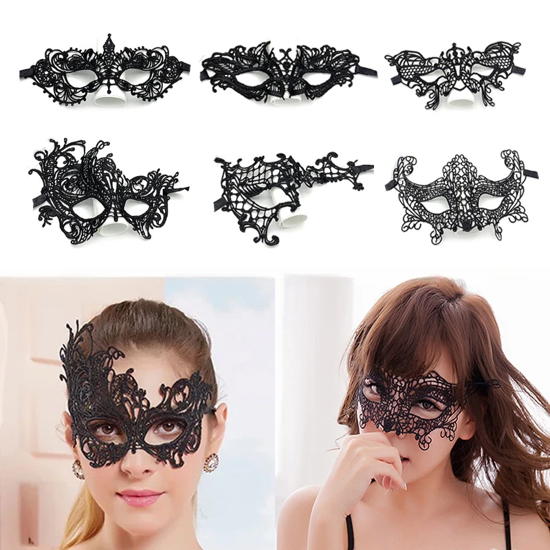 Máscara Sexy hueca para mujer, Cosplay de encaje, máscara de ojos, lencería, accesorios de Halloween, fetiche gótico, juego de rol de animales