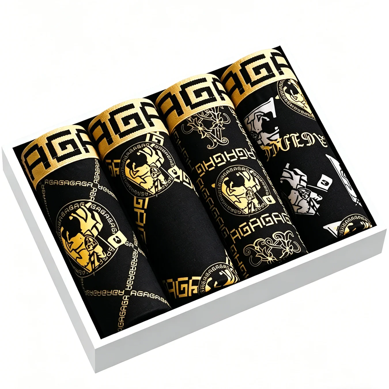 Paquete de 4 Calzoncillos Boxer Retro para Hombre con Bolsa, Transpirables, Sin Restricciones, Diseño en U Convexo