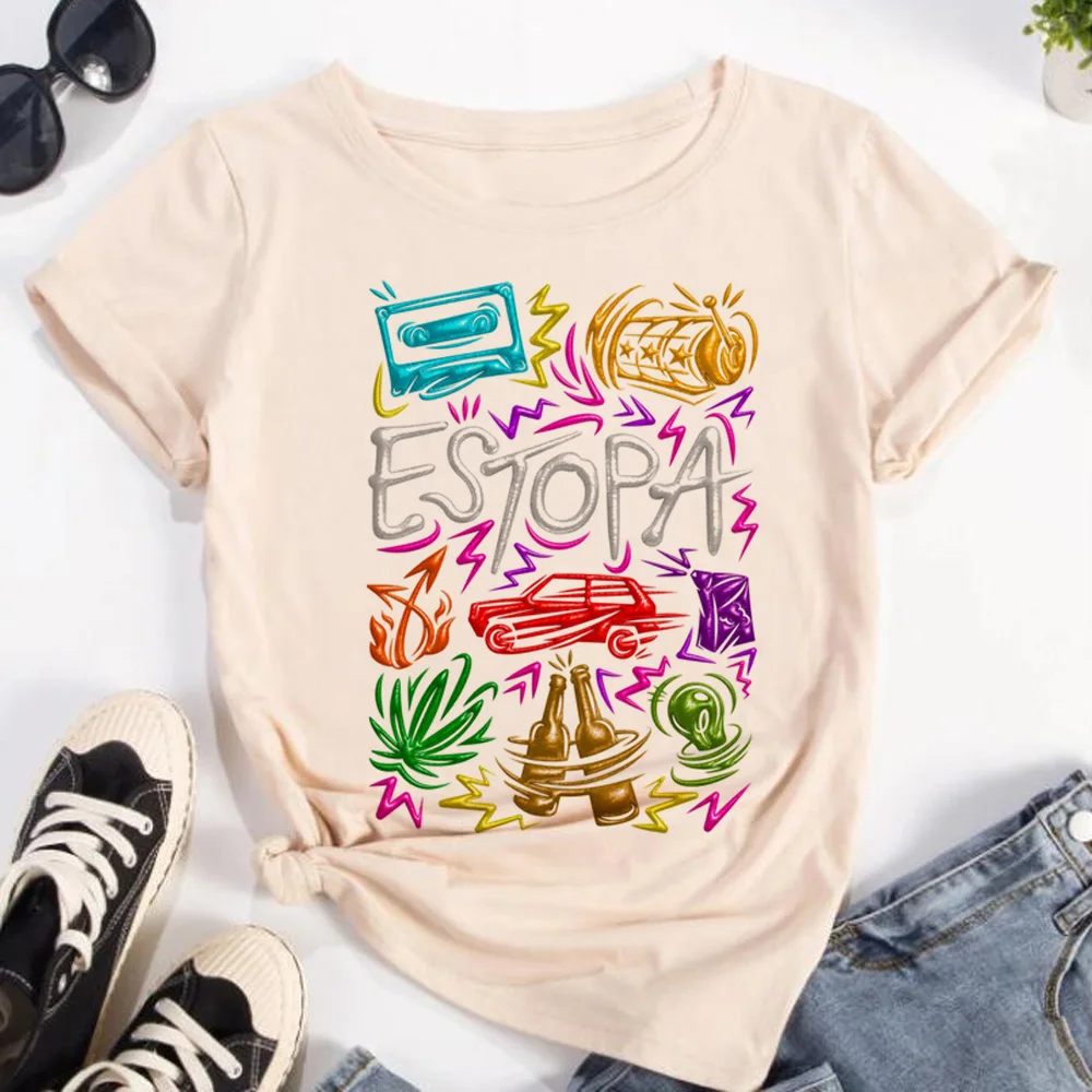 Camiseta de Estopa para mujer, camiseta japonesa harajuku Y2K, ropa japonesa para niña