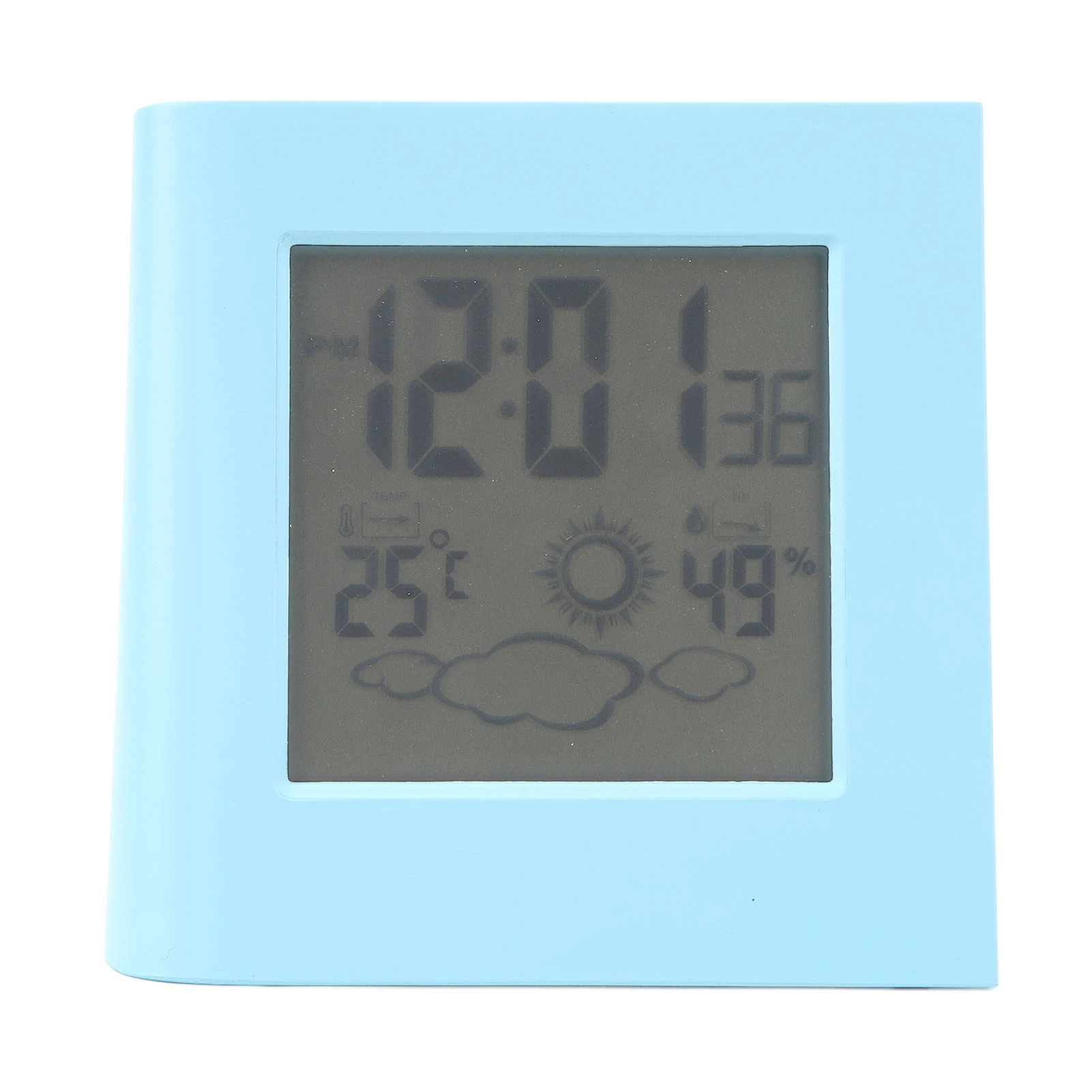 Solar Battery Dual Energy Alarm Clock Weather Forecast Temperature Humidity Alarm Clock Blue