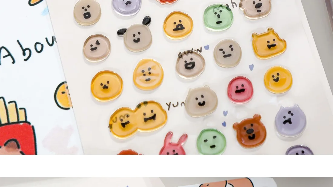 Koreanische 3D Smiley-Kristallaufkleber DIY Bastelbedarf BONITO Edelstein-Sticker für Scrapbooking, Junk Journal & Heimdekoration – Detail 11