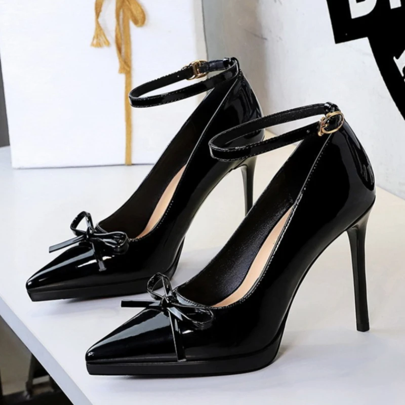 

BIGTREE Butterfly Knot Shoes Women Fashion Pointed Toe Woman Pumps Platform Thin Heels Party Ladies Shoes Zapatillas De Mujer