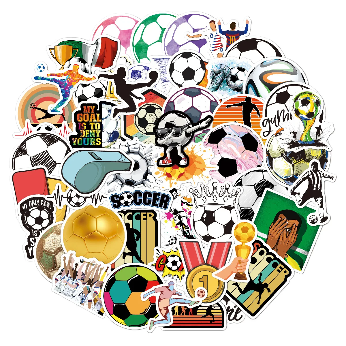 50 football stickers Cartoon graffiti fan rave football sticker waterproof sticker for notebook luggage water cup