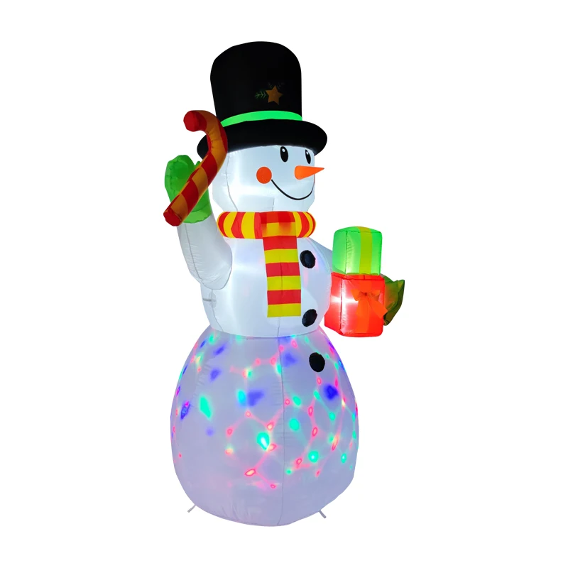 حزمة هدايا عيد الميلاد القابلة للنفخ ، نموذج رجل الثلج مع أضواء ليد ، فناء خارجي وديكورات حديقة ، الدعائم ، من 7 قدم #4