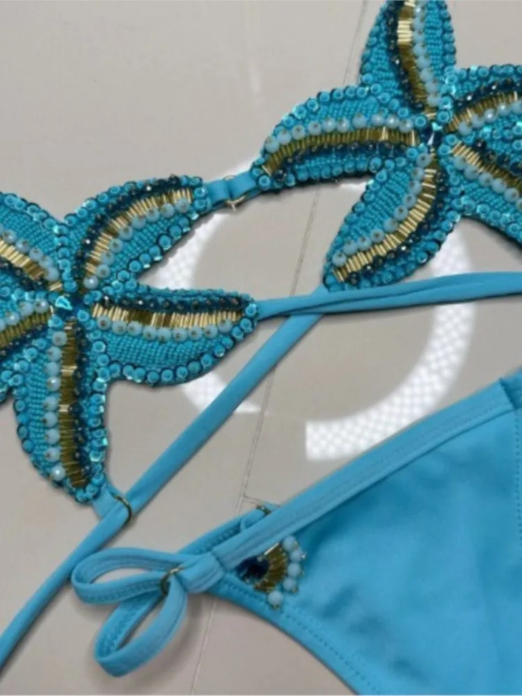 2025 ใหม่เซ็กซี่ต่ําเอวชุดบิกินี่ชุดว่ายน้ําปลาดาวชุดว่ายน้ําผู้หญิง Strappy Beachwear ชุดว่ายน้ําบราซิล Biquini