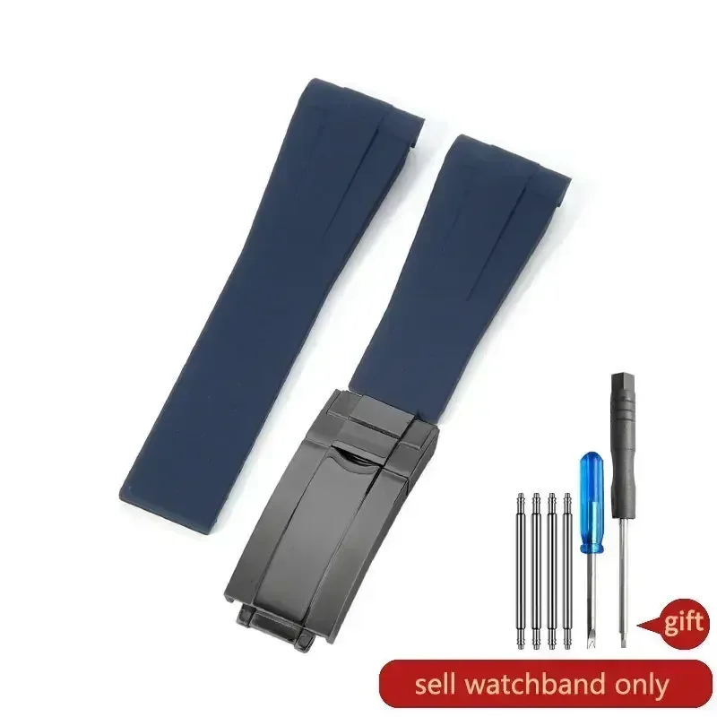 NONE Für Rolex Silikon-Uhrenzubehör Original GMT Black Submariner Green Submariner Uhrenarmband mit gebogener Schnittstelle 20 21 mm 10